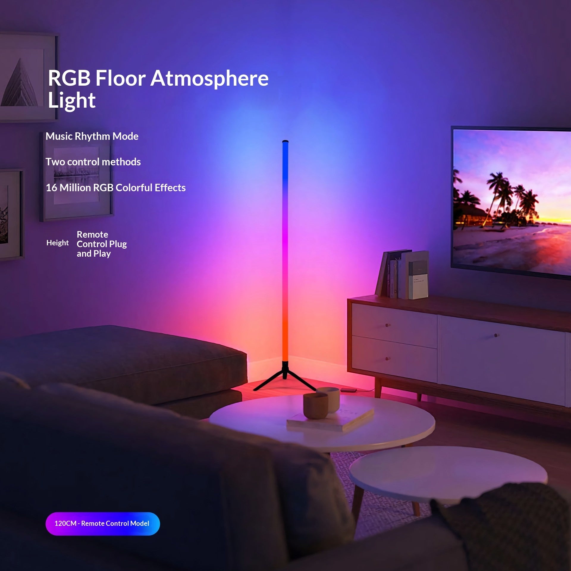 Iridescent RGB Floor Lamp With Microphone And Ambient Lighting For The Bedroom