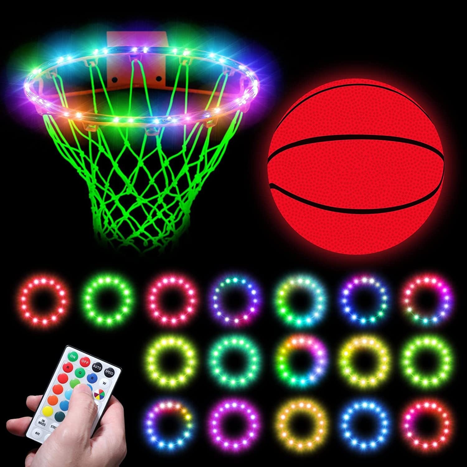 LED Luminous Basketball Frame Lighting Chain RGB Remote Control