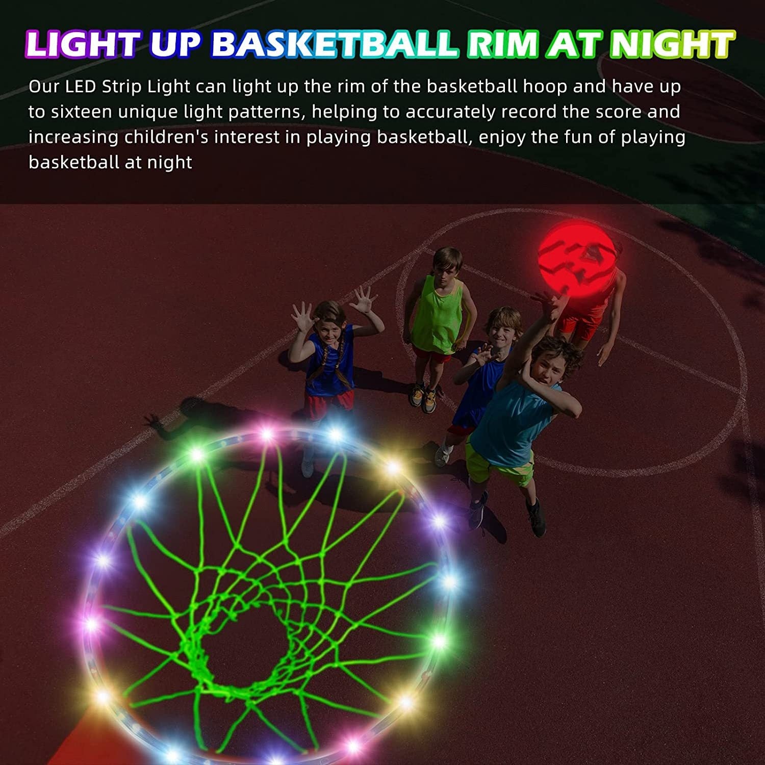 LED Luminous Basketball Frame Lighting Chain RGB Remote Control