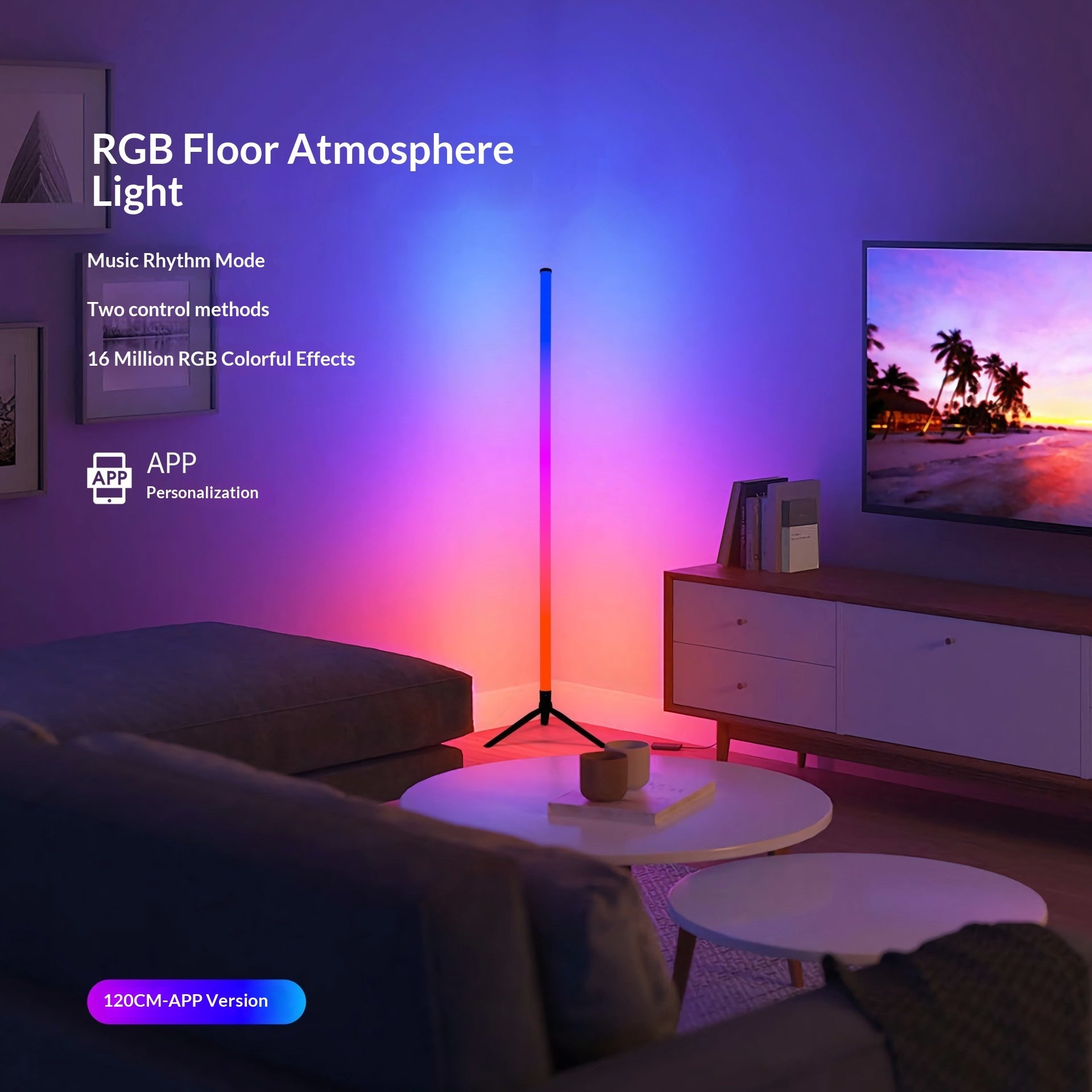 Iridescent RGB Floor Lamp With Microphone And Ambient Lighting For The Bedroom