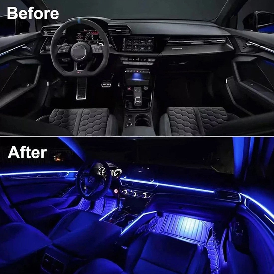 APP Control 5-In-1 RGB LED Interior Strip Light Car Ambient Atmosphere Lighting