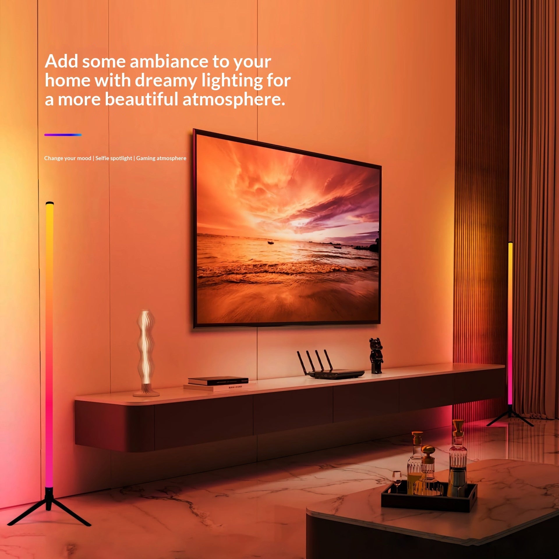 Iridescent RGB Floor Lamp With Microphone And Ambient Lighting For The Bedroom